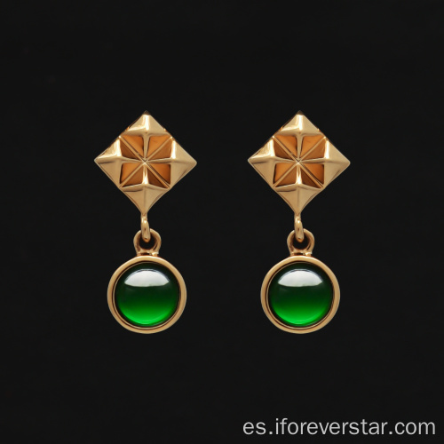 Pendientes de jadeita de oro imperial verde de oro real de 18k